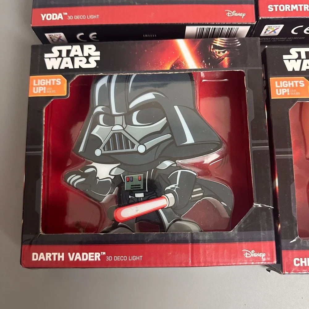 Star Wars 3D Deco Light‎ Set Yoda Darth Vader Stormtrooper Chewbacca LED Lamp